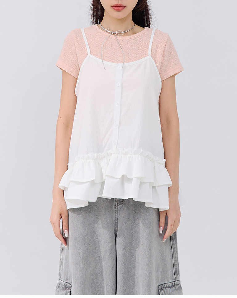 立体ドットフリルキャミベスト 3色展開