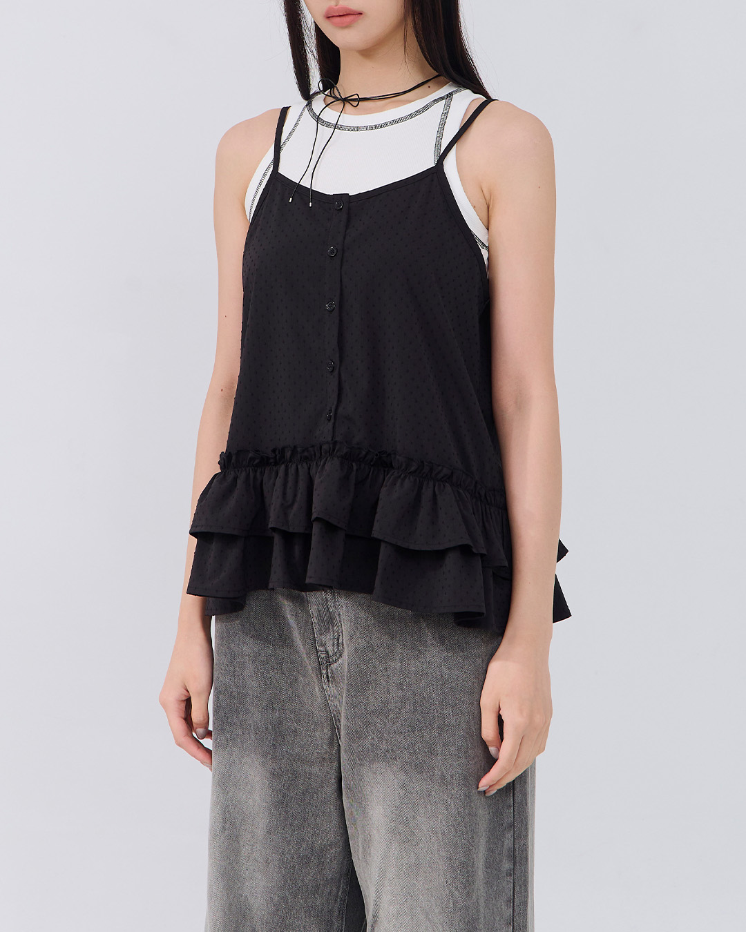 立体ドットフリルキャミベスト 3色展開