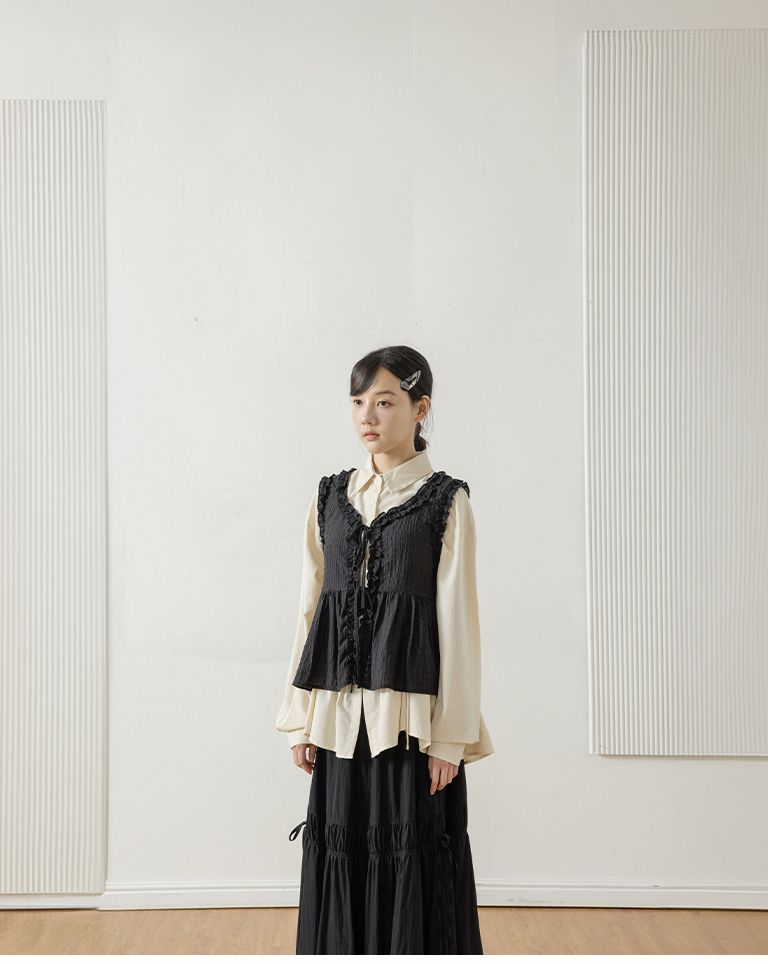 シボフリルリボンキャミベスト 3色展開