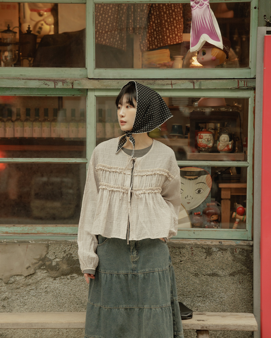 尚未收到---シアーチェックカーディガン 2色展開