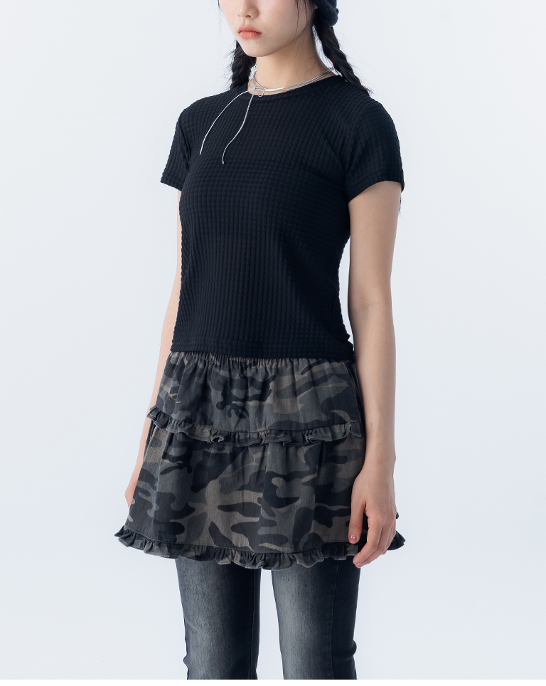 立体チェックシアーショートトップス 5色展開 S/M