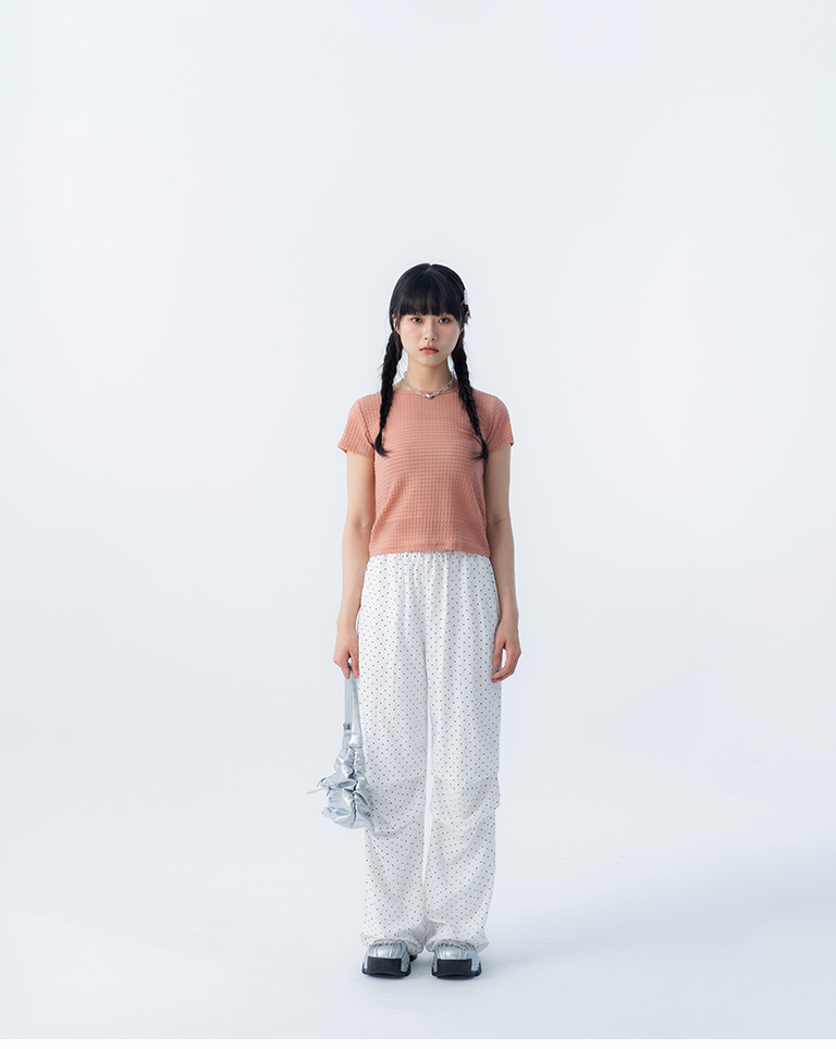 立体チェックシアーショートトップス 5色展開 S/M