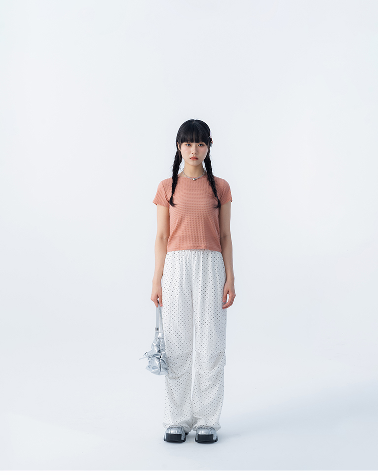 立体チェックシアーショートトップス 5色展開 S/M