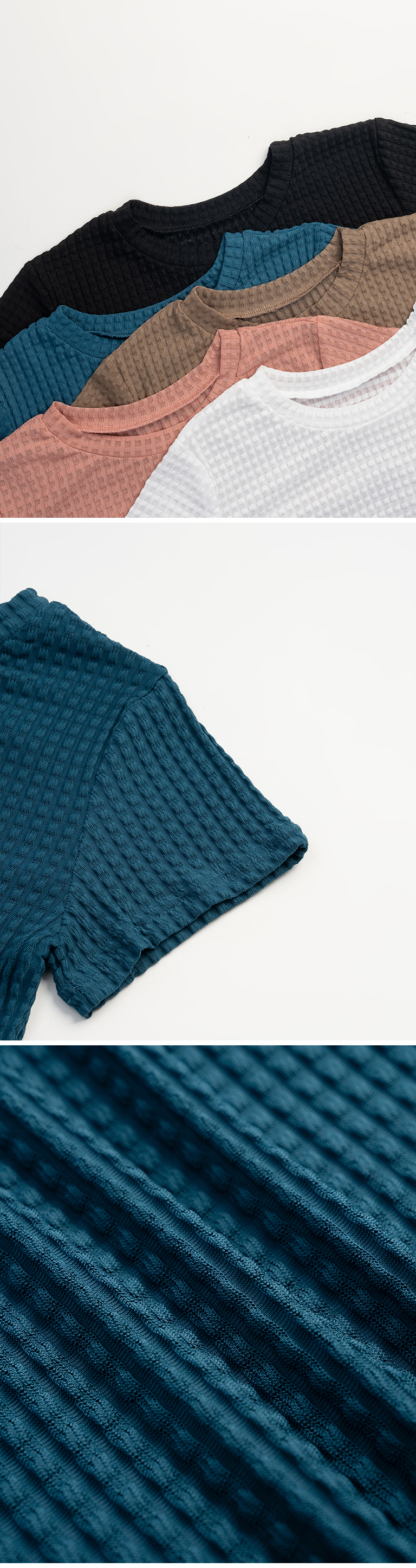 立体チェックシアーショートトップス 5色展開 S/M