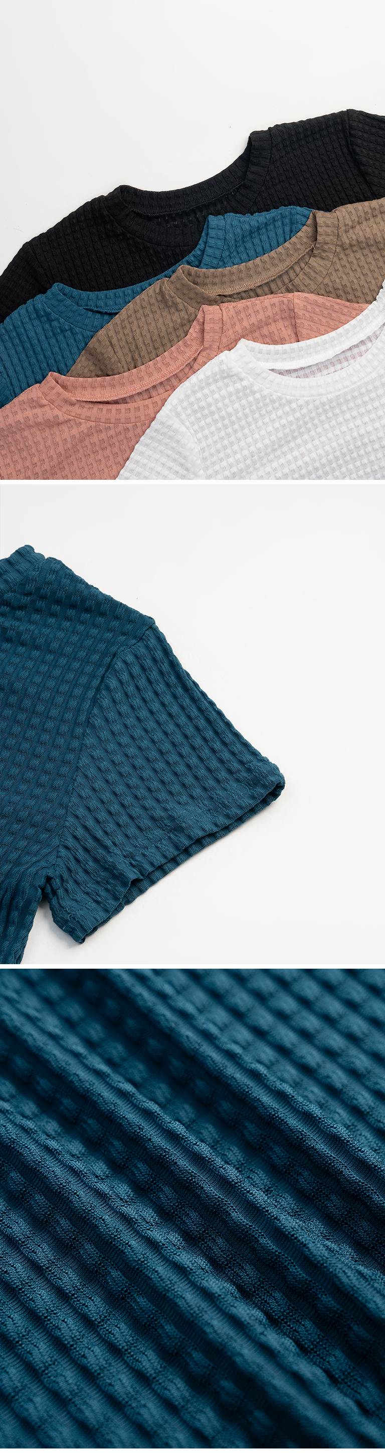 立体チェックシアーショートトップス 5色展開 S/M