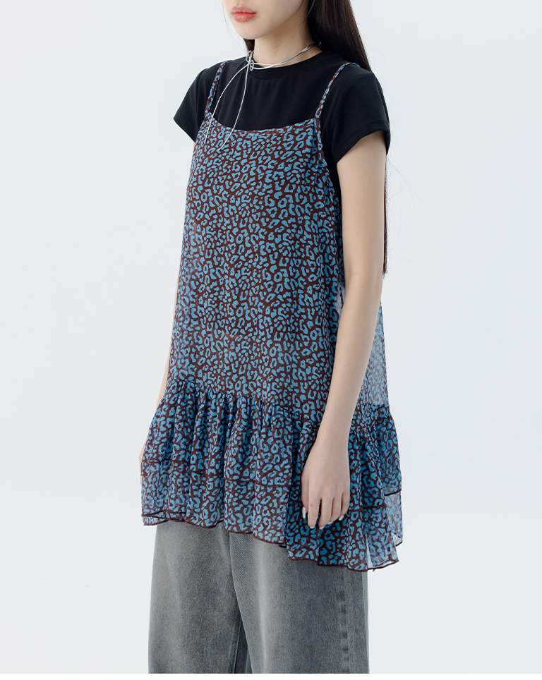 ヒョウ柄シアーベスト 2色展開