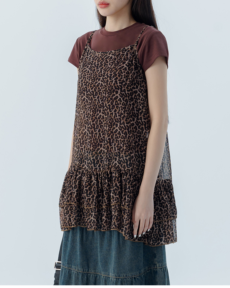 ヒョウ柄シアーベスト 2色展開