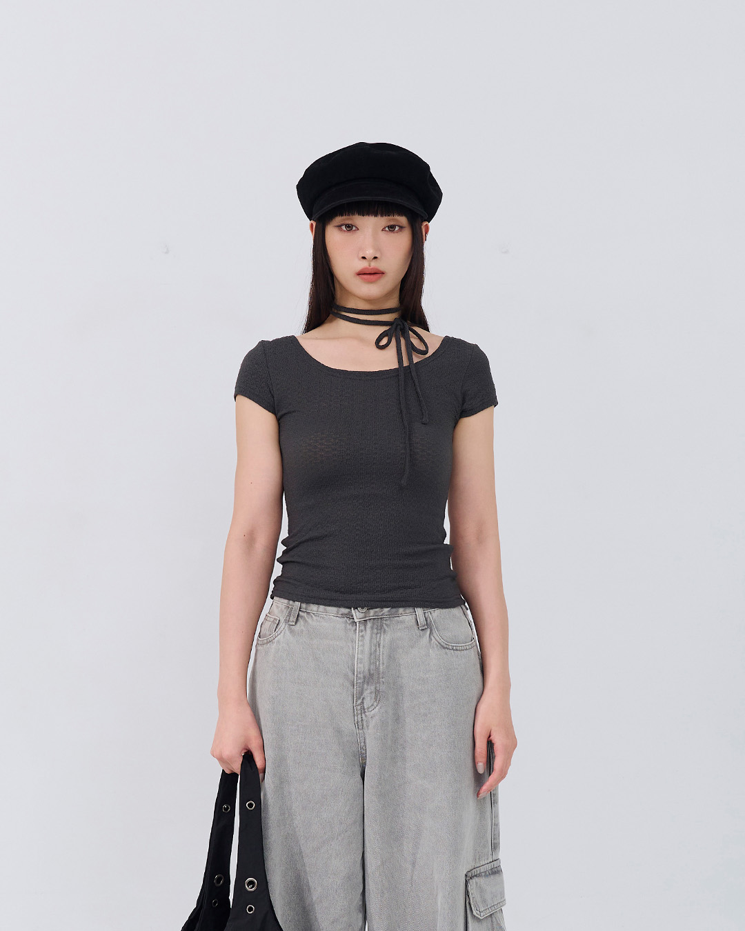 ジャカードウエストリボントップス 3色展開