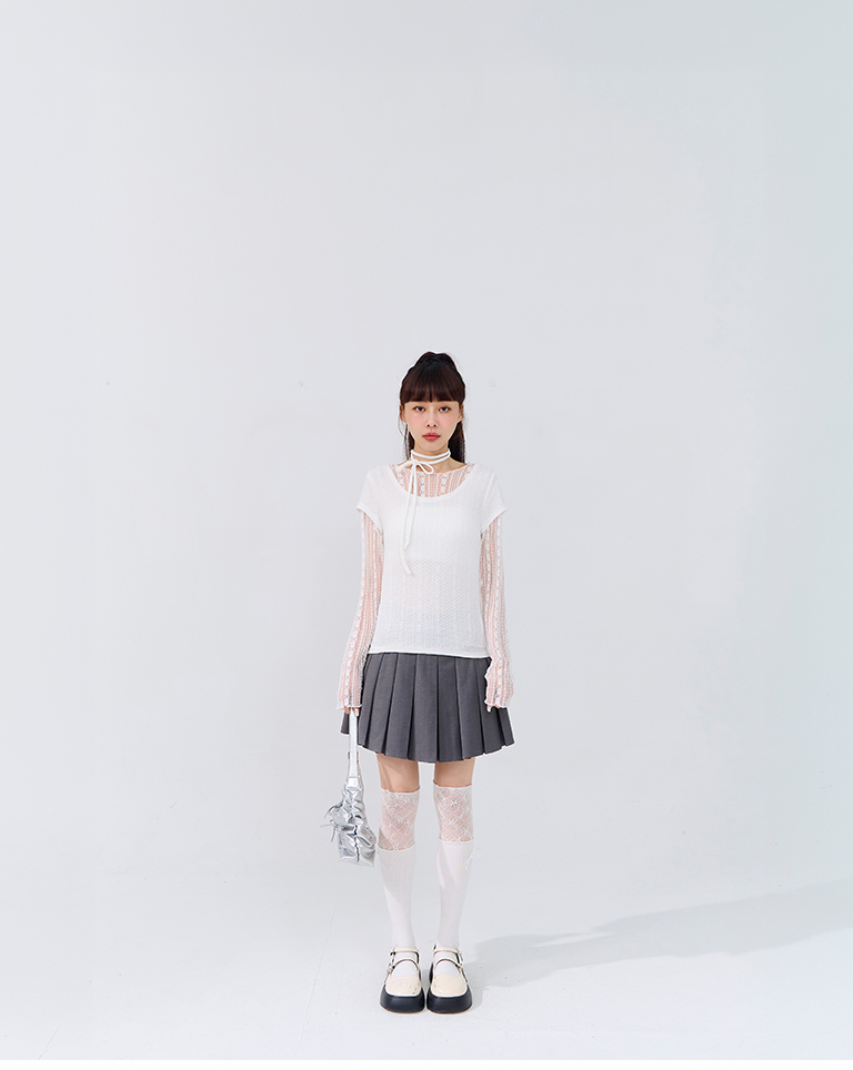 ジャカードウエストリボントップス 3色展開