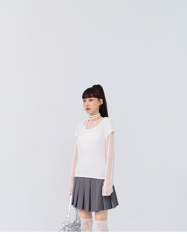 ジャカードウエストリボントップス 3色展開