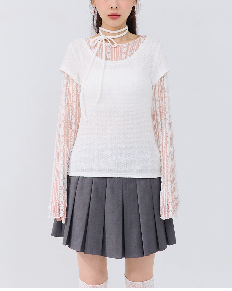 ジャカードウエストリボントップス 3色展開