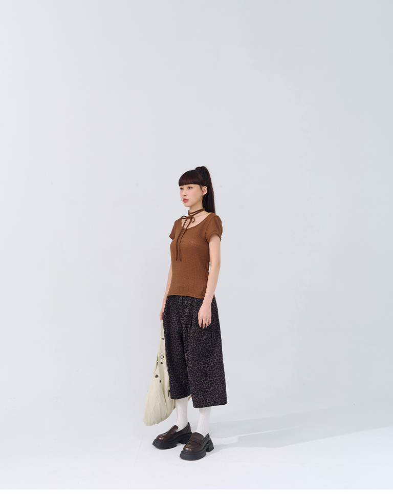 ジャカードウエストリボントップス 3色展開