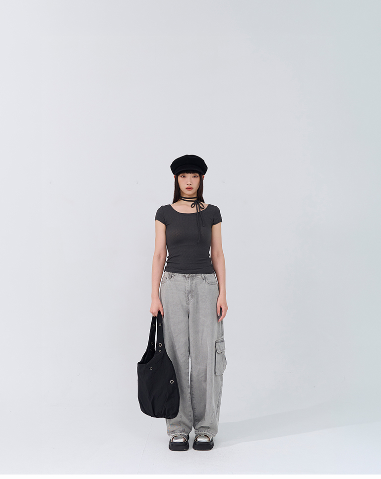 ジャカードウエストリボントップス 3色展開