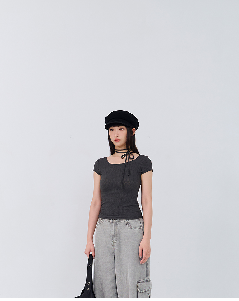 ジャカードウエストリボントップス 3色展開