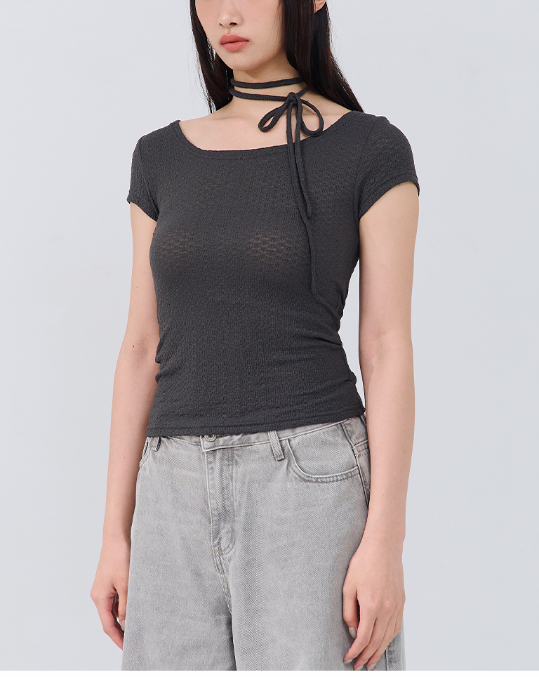 ジャカードウエストリボントップス 3色展開