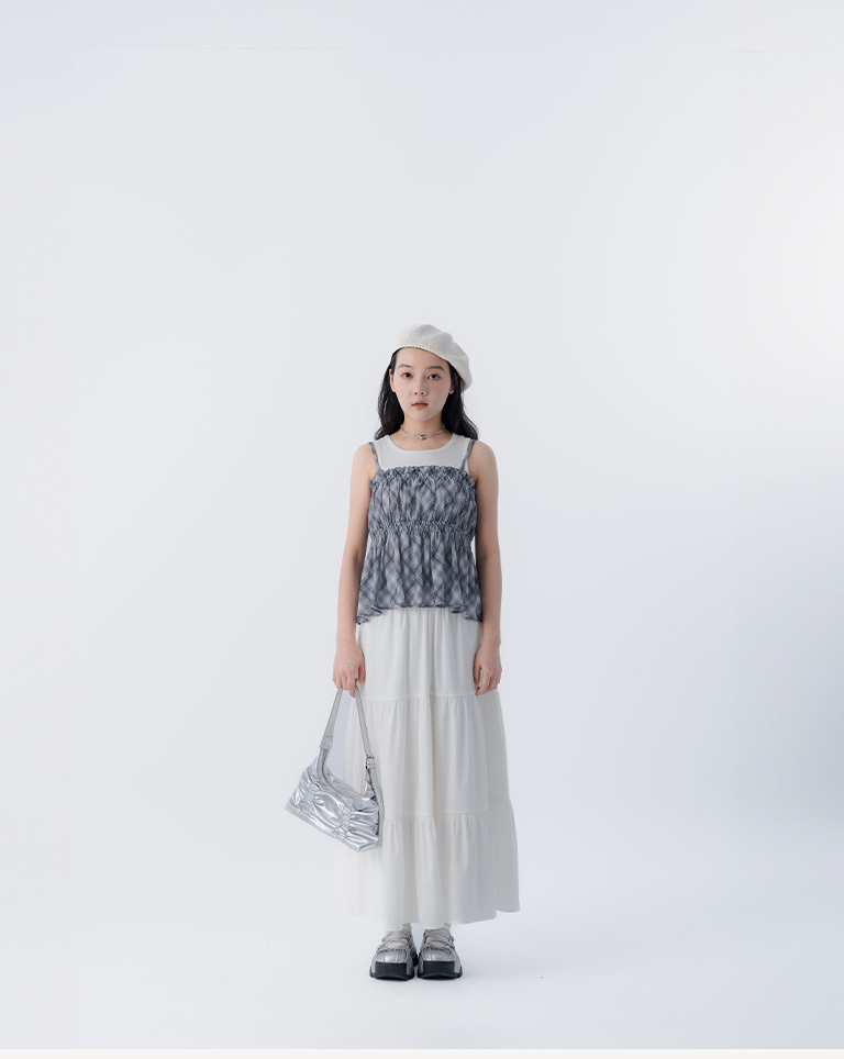 チェックシアーフリルベスト 2色展開