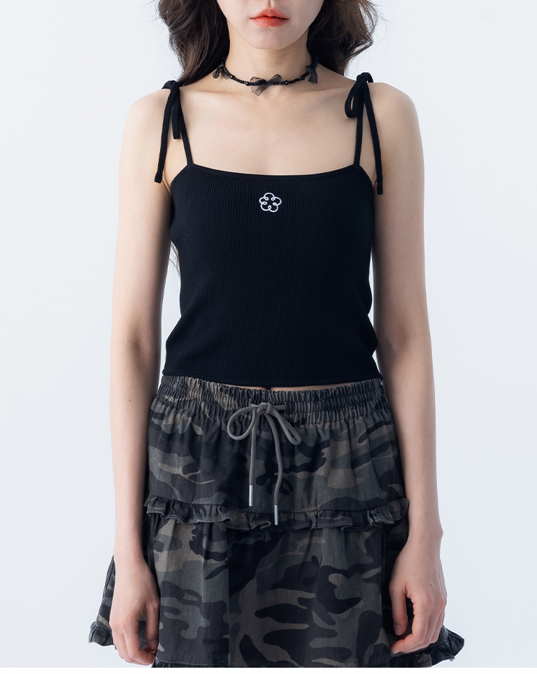 フラワー刺繍ニットキャミソール 3色展開