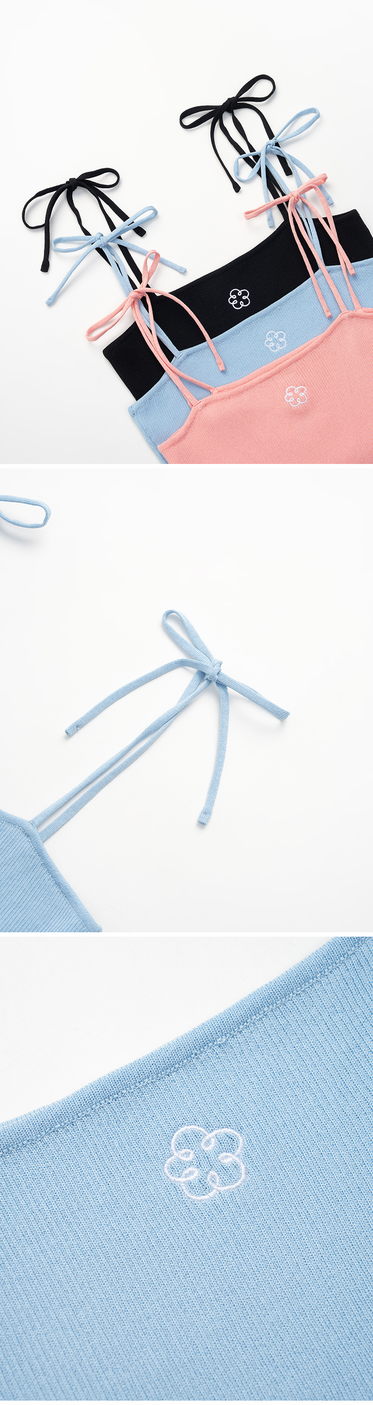 フラワー刺繍ニットキャミソール 3色展開