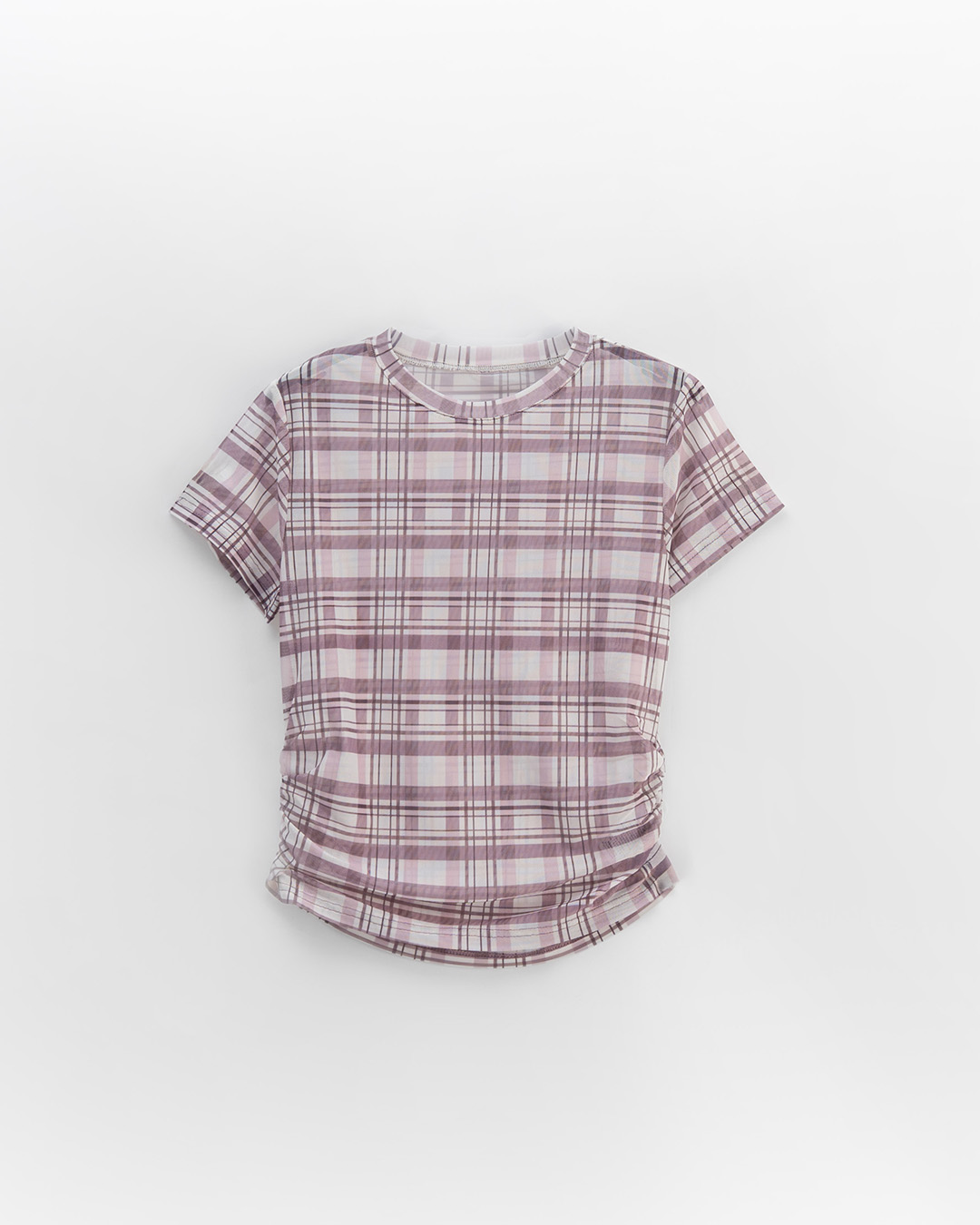 チェックサイドギャザーシアートップス 3色展開