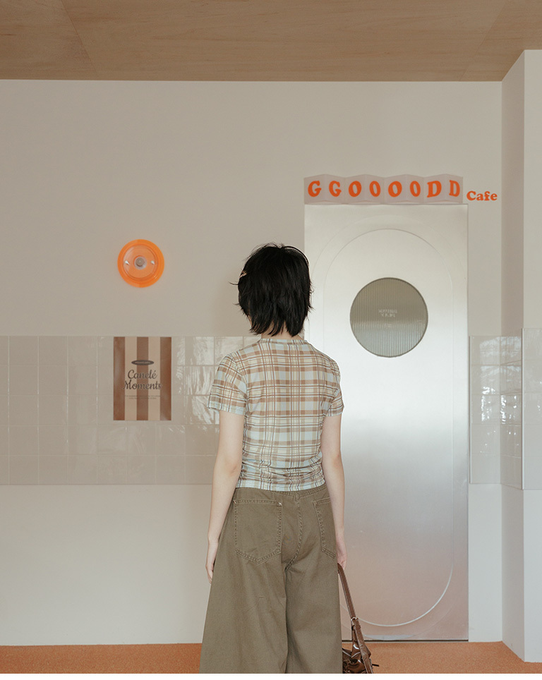 チェックサイドギャザーシアートップス 3色展開