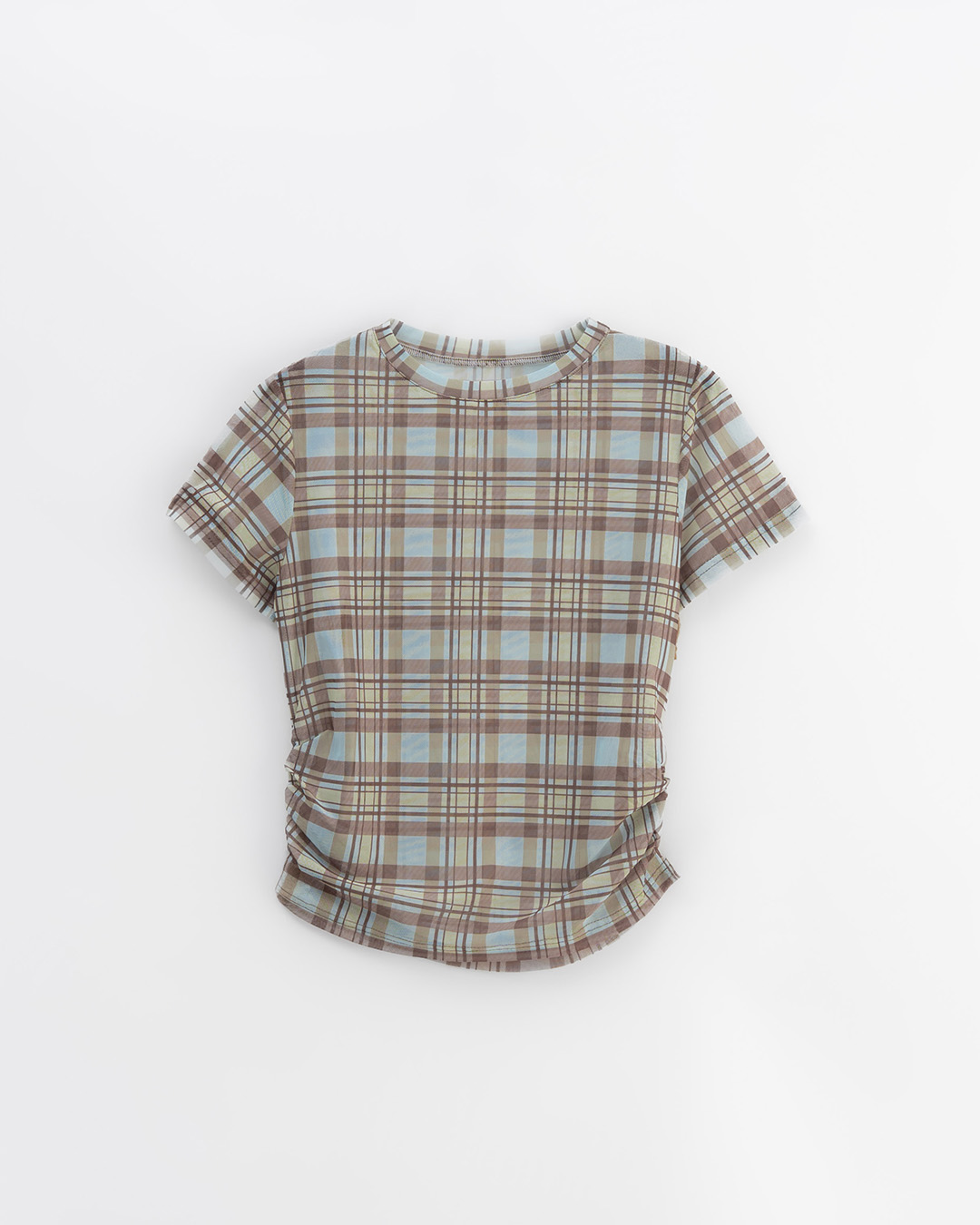 チェックサイドギャザーシアートップス 3色展開