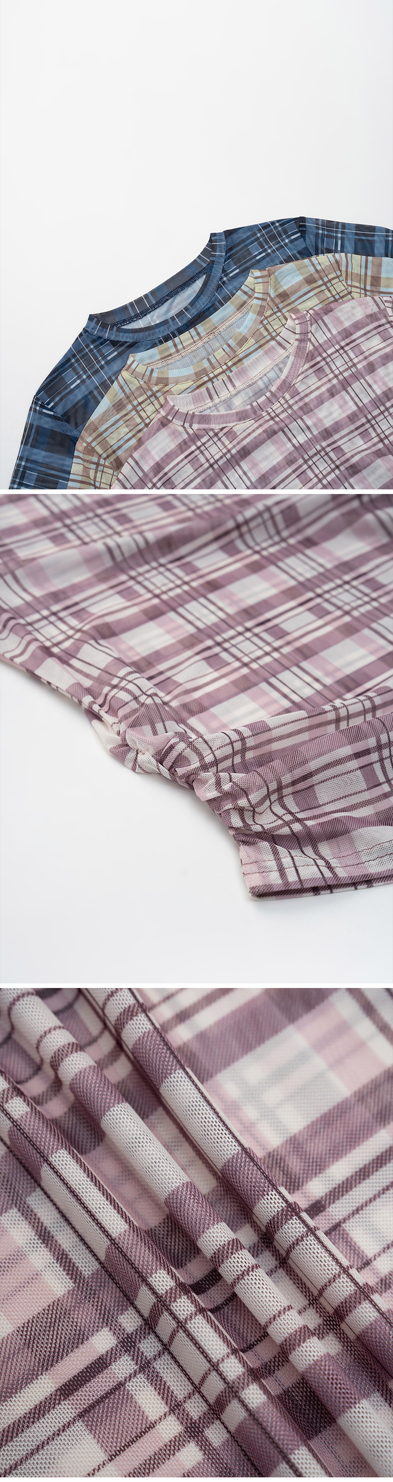 チェックサイドギャザーシアートップス 3色展開