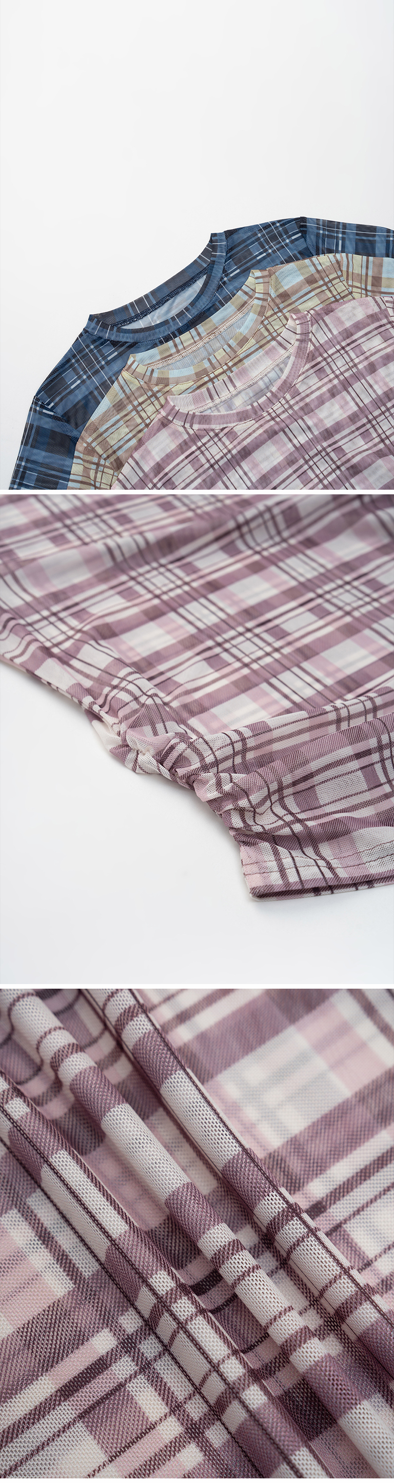 チェックサイドギャザーシアートップス 3色展開