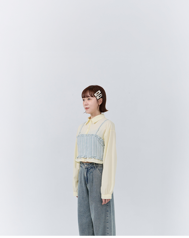 チェックフリルキャミソールベスト 3色展開