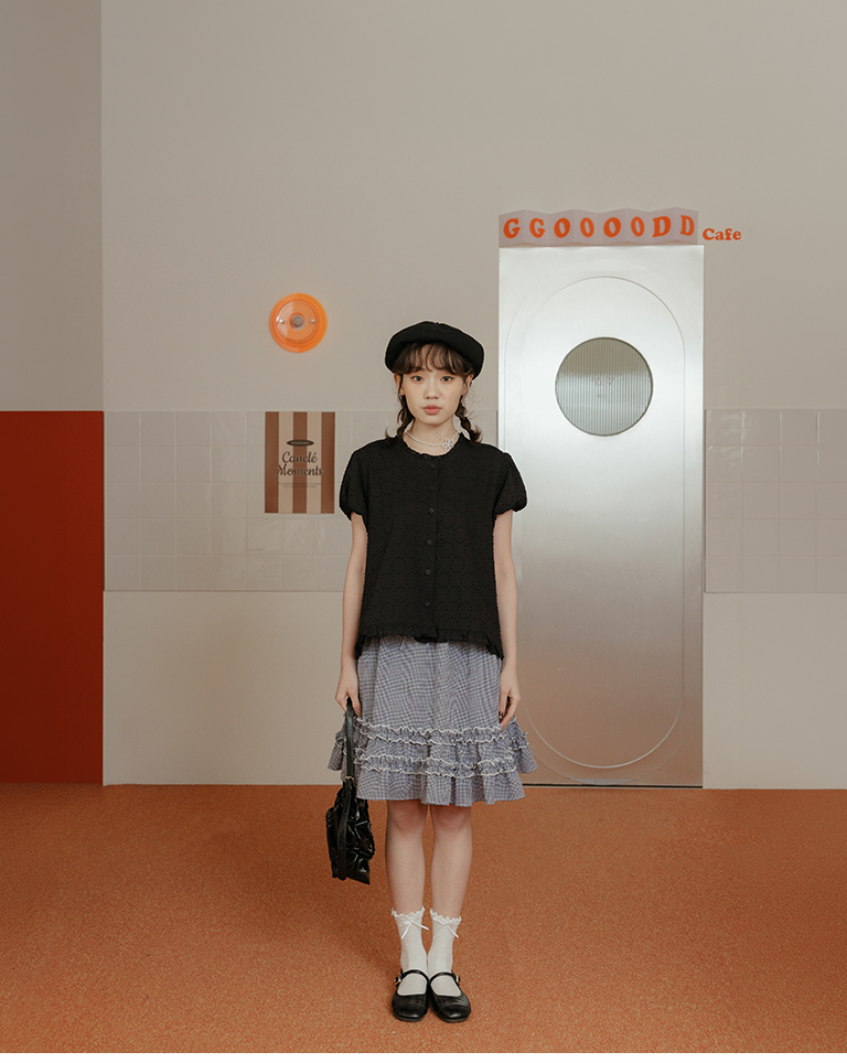 フリルパフスリーブトップス 2色展開