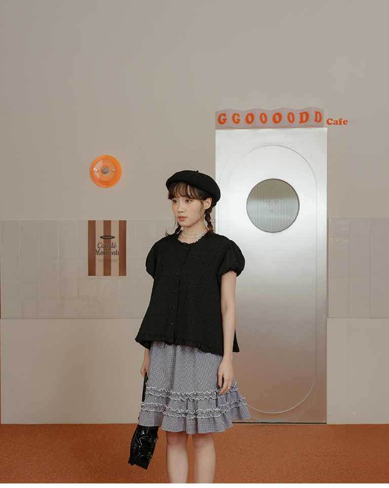 フリルパフスリーブトップス 2色展開