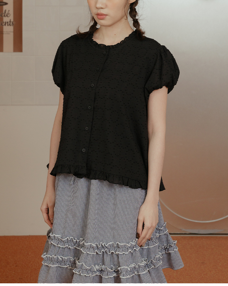 フリルパフスリーブトップス 2色展開