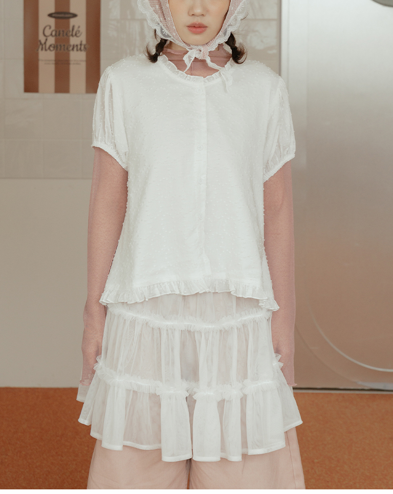 フリルパフスリーブトップス 2色展開