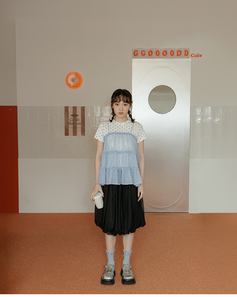 チュールフリルケーキキャミソール 4色展開