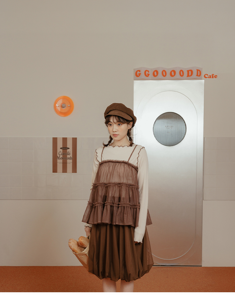 チュールフリルケーキキャミソール 4色展開