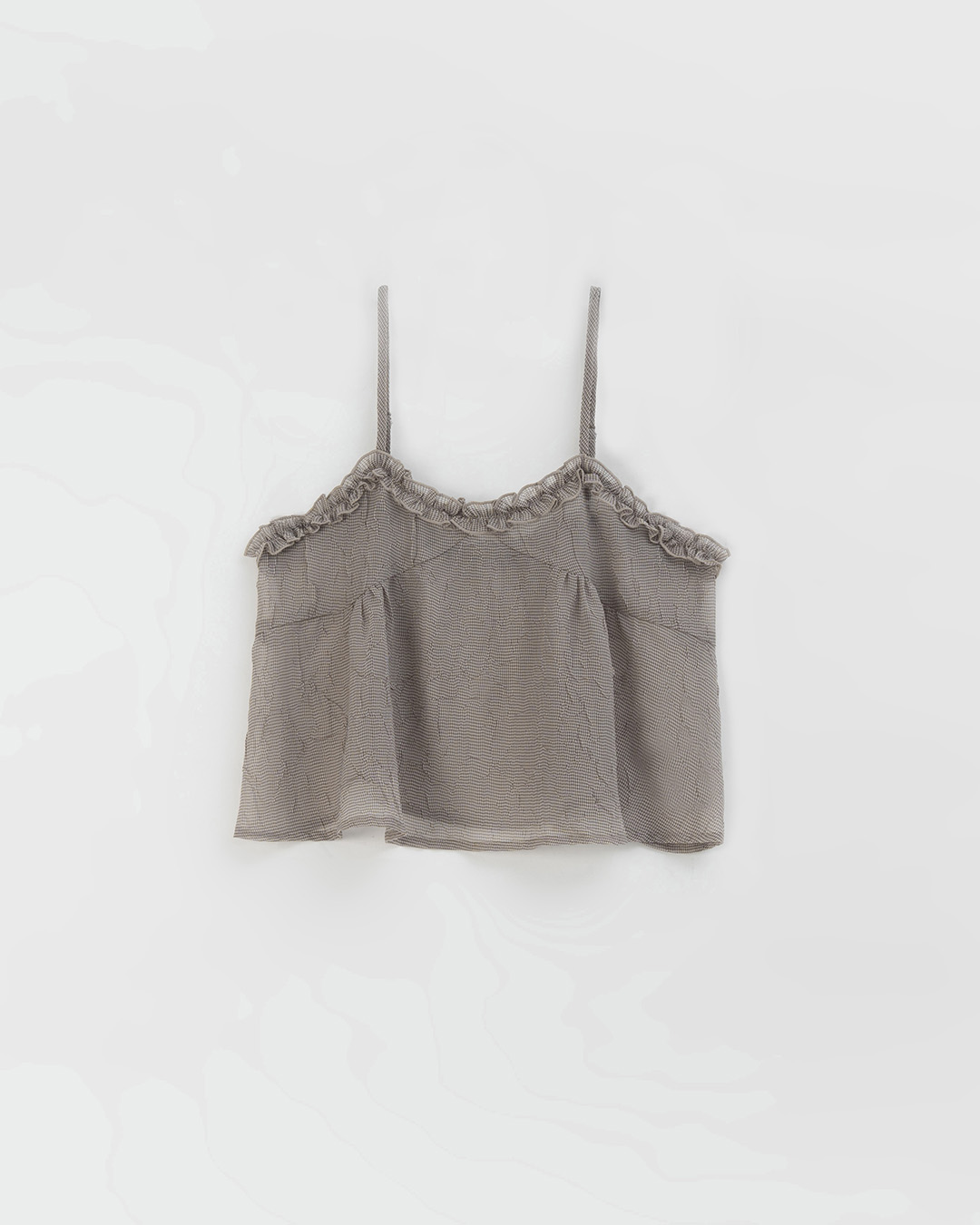 フリルネックキャミソール ブラウン