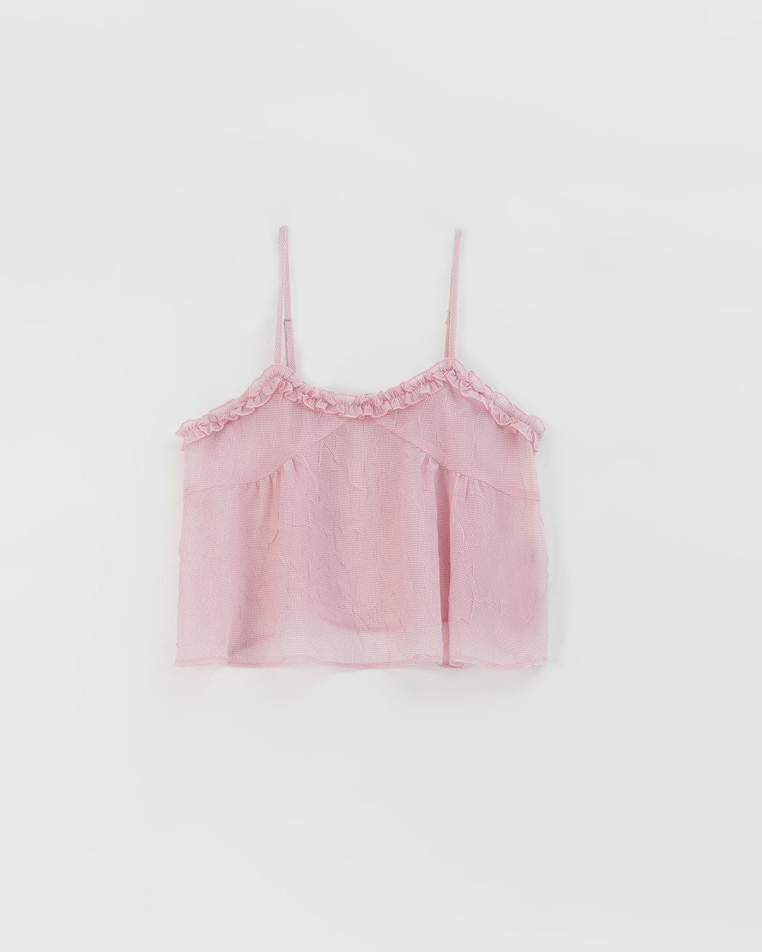 フリルネックキャミソール ピンク