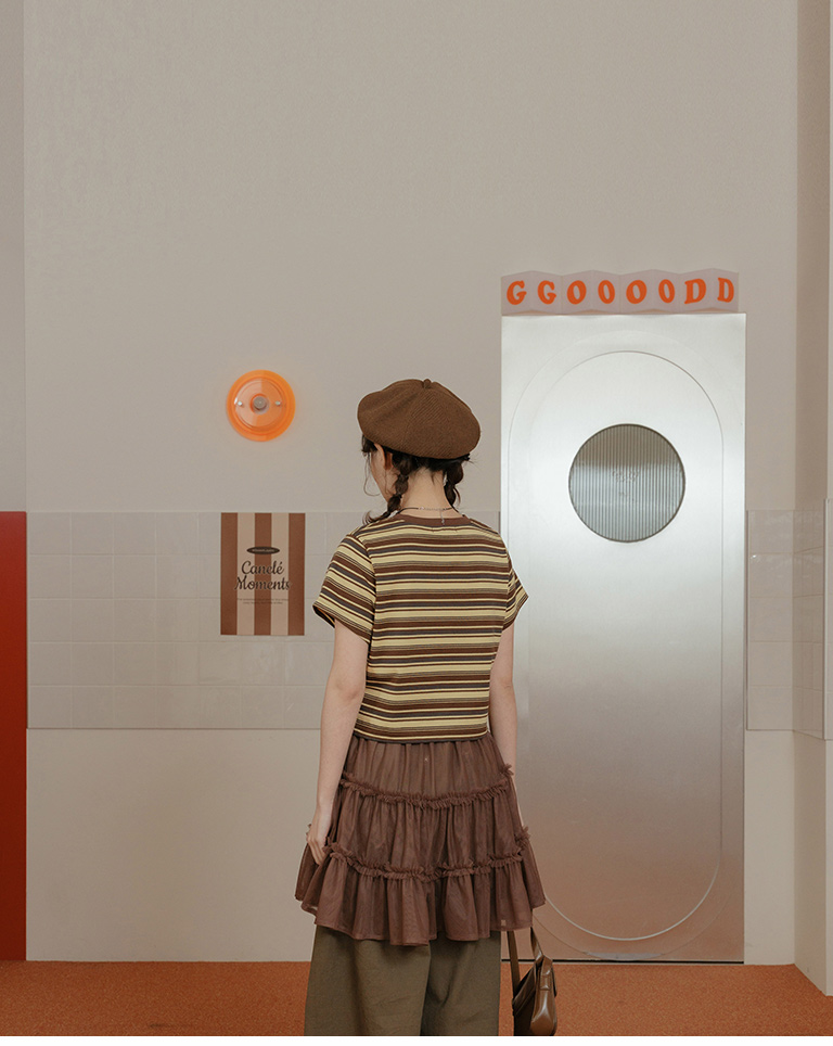 ストライプショート丈トップス 3色展開