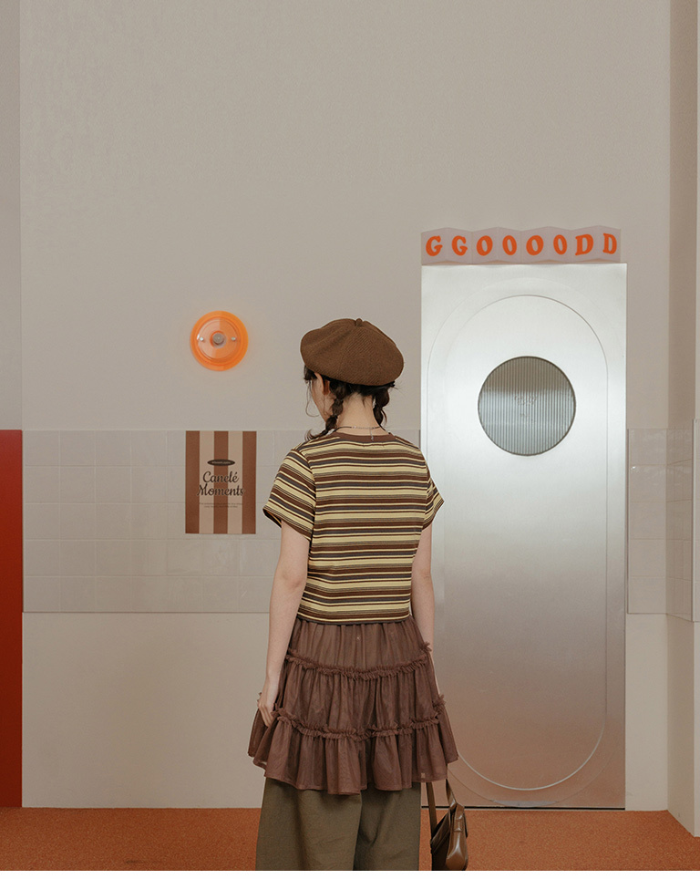 ストライプショート丈トップス 3色展開