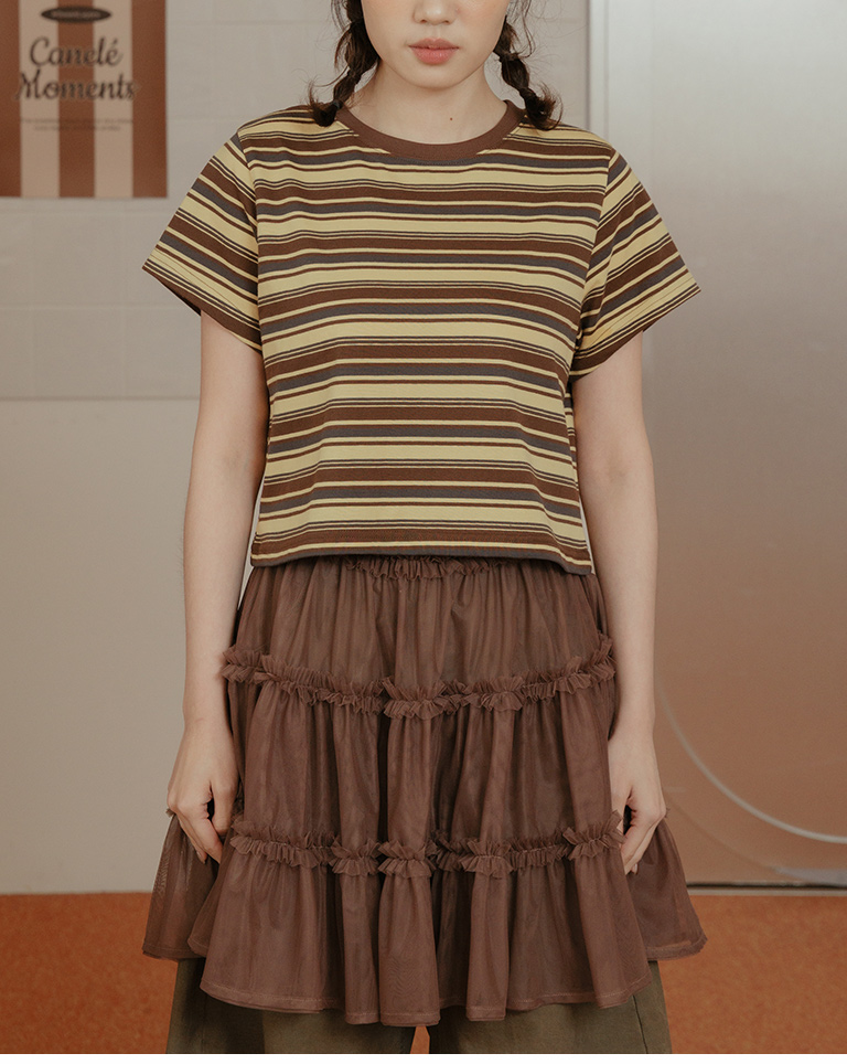 ストライプショート丈トップス 3色展開