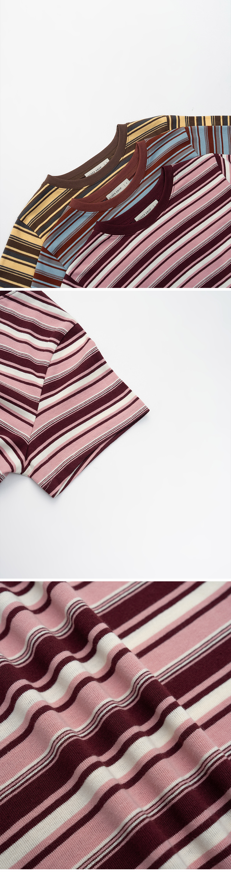 ストライプショート丈トップス 3色展開