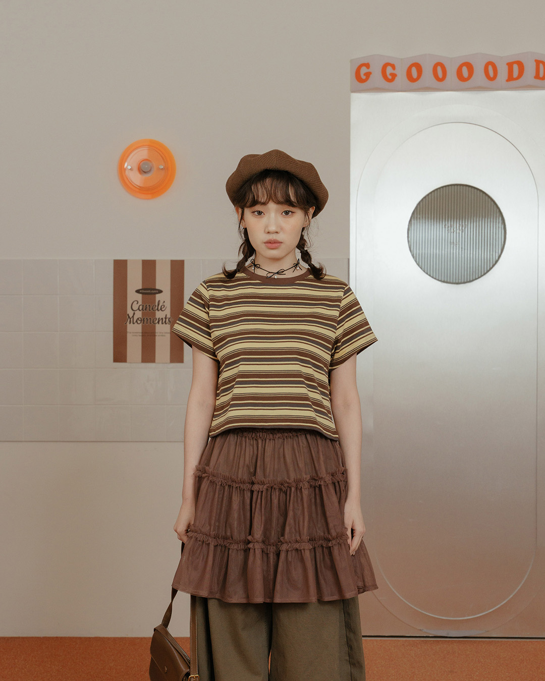 ストライプショート丈トップス 3色展開