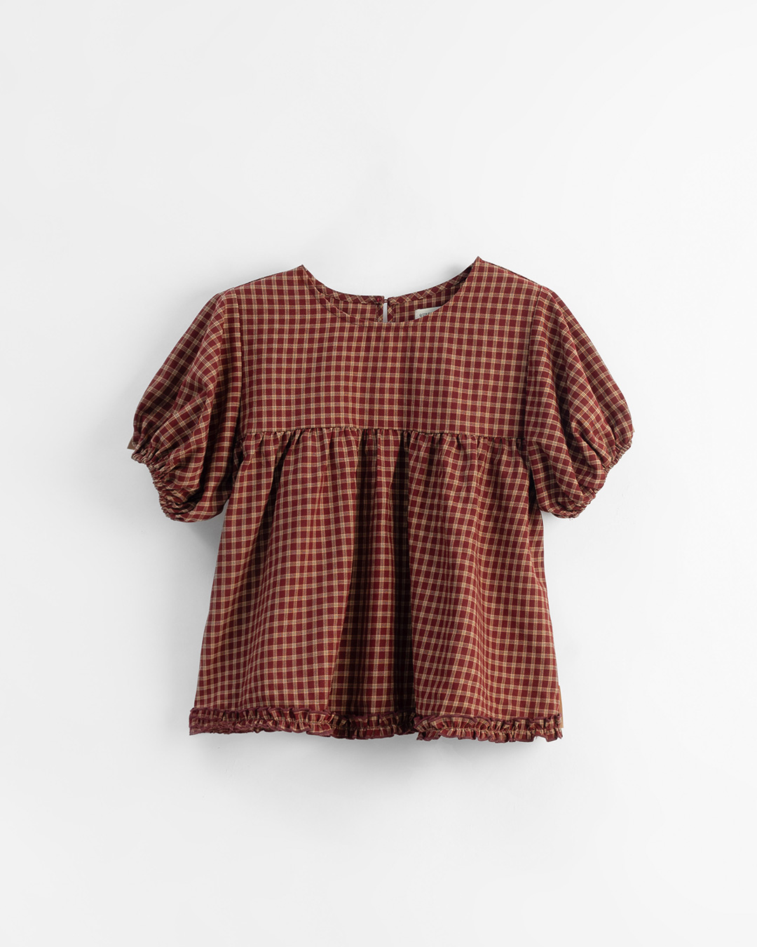 チェックフリルパフスリーブトップス 2色展開