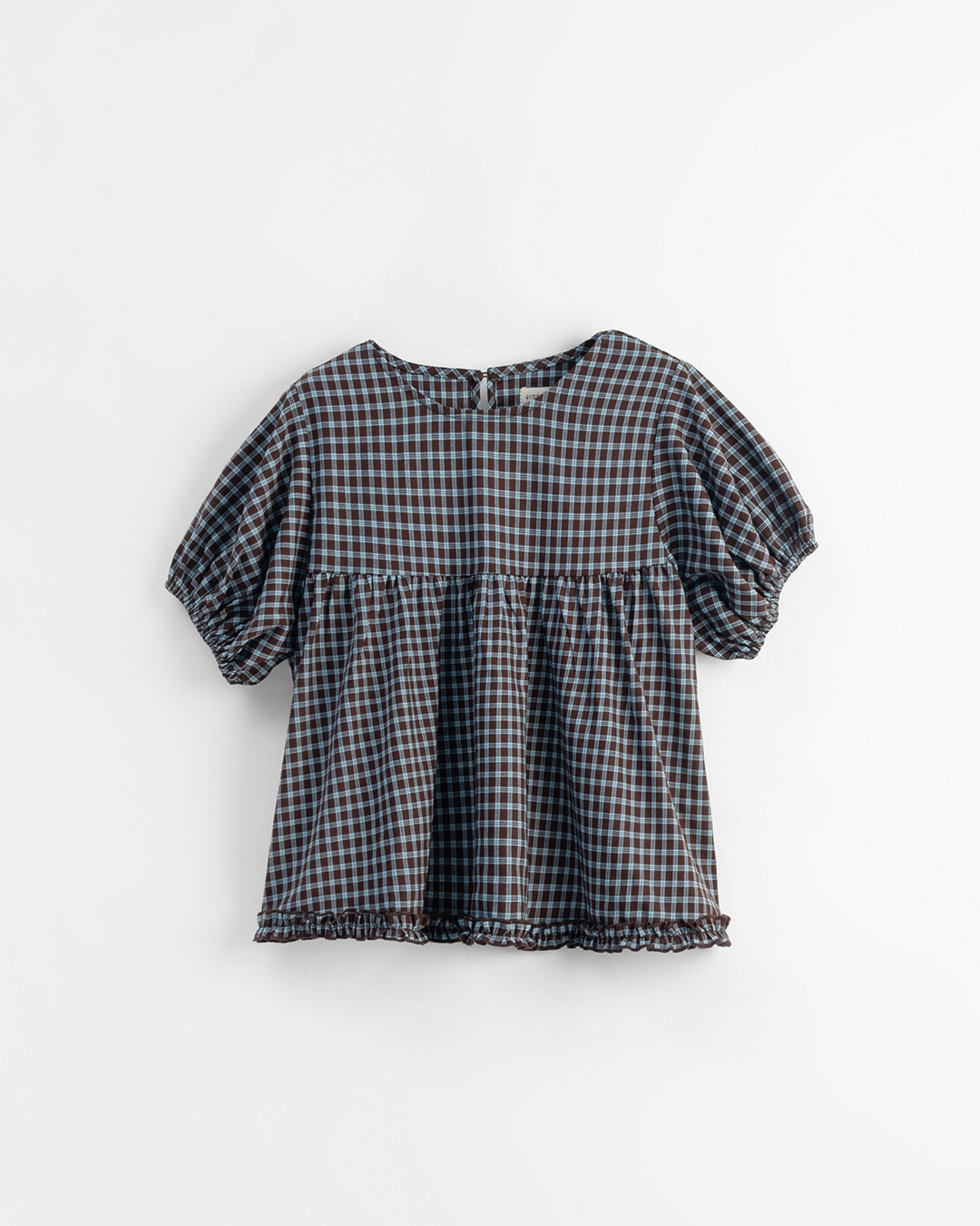 チェックフリルパフスリーブトップス 2色展開