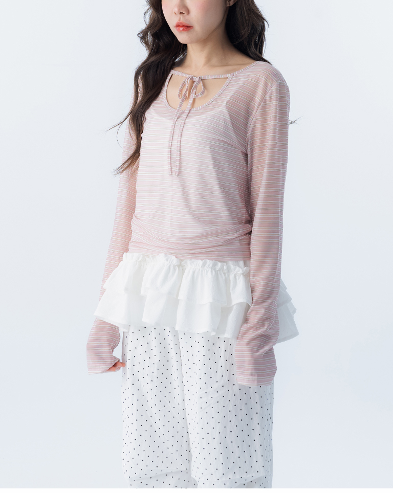 2WAYストライプシアートップス 2色展開