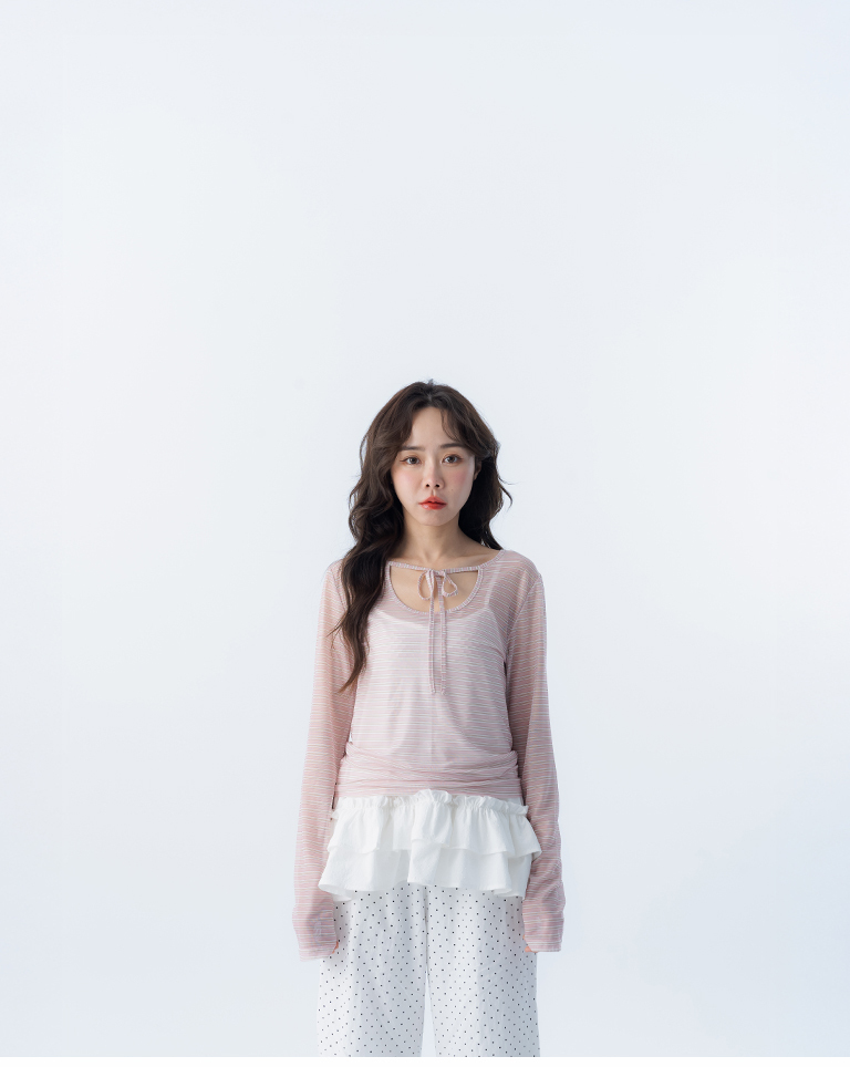 2WAYストライプシアートップス 2色展開