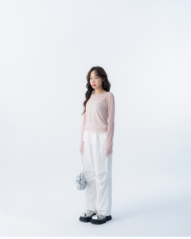 2WAYストライプシアートップス 2色展開