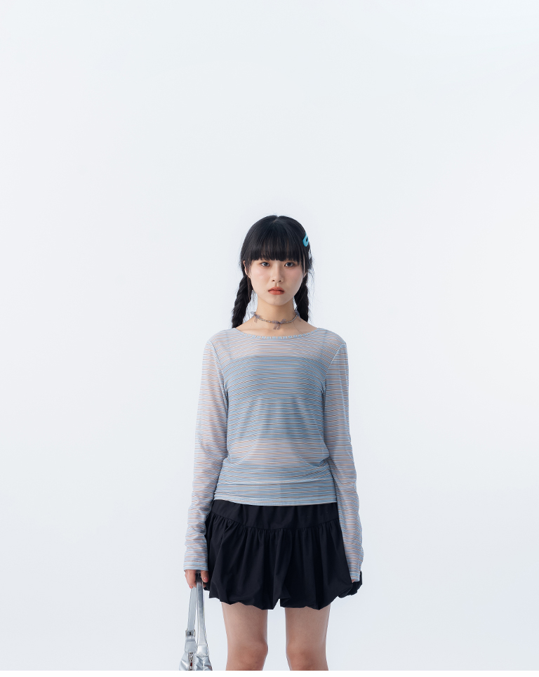 2WAYストライプシアートップス 2色展開