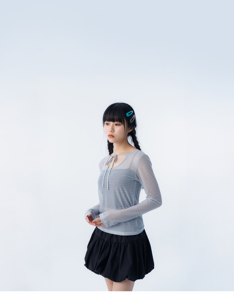 2WAYストライプシアートップス 2色展開