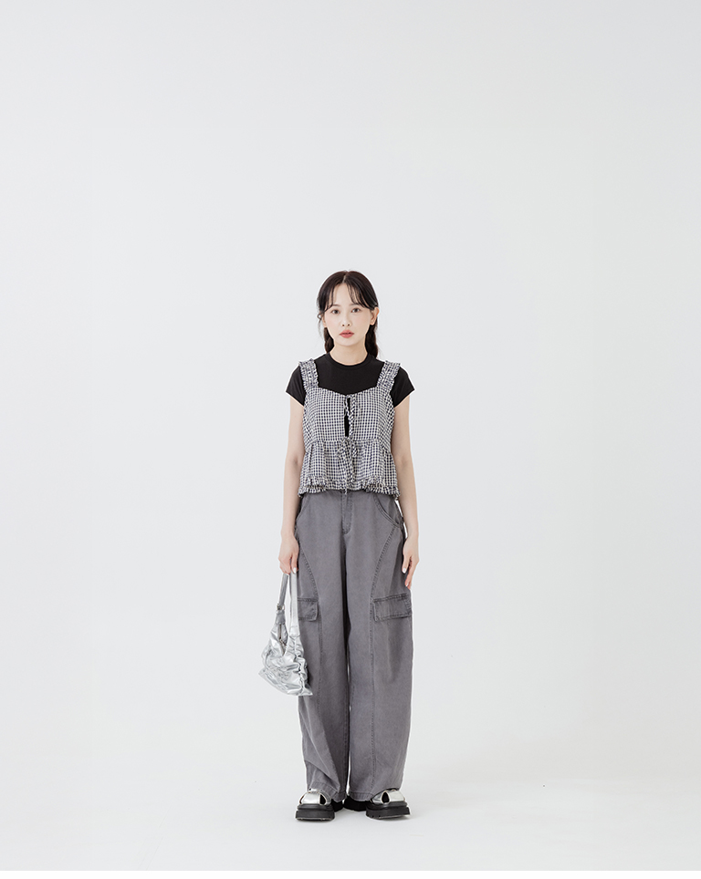 チェックペプラムタンクトップ 2色展開
