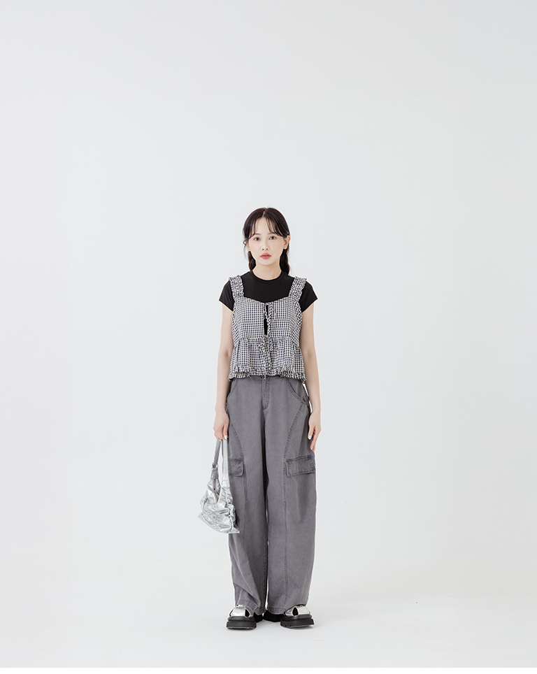 チェックペプラムタンクトップ 2色展開